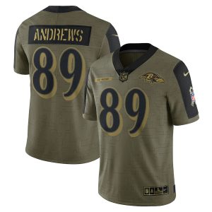 Baltimore Fabulous Ravens #89 Mark Andrews Olive 2021 Salute To Service Limited Player Jersey