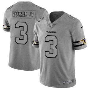 Baltimore Outstanding Ravens #3 Odell Beckham Jr. Men's Gray Gridiron II Vapor Untouchable Limited NFL Jersey