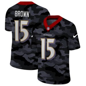 Baltimore Ravens #15 Marquise Brown Men's 2020 Black CAMO Vapor Untouchable Limited Alluring Stitched NFL Jersey