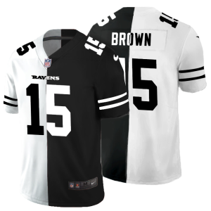 Baltimore Ravens #15 Marquise Brown Men's Black V Top - notch White Peace Split Vapor Untouchable Limited NFL Jersey