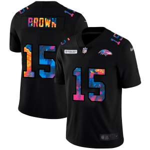 Baltimore Ravens #15 Marquise Brown Men's Multi Color Admirable Black 2020 NFL Crucial Catch Vapor Untouchable Limited Jersey