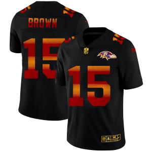 Baltimore Ravens #15 Marquise Brown Remarkable Men's Black Red Orange Stripe Vapor Limited NFL Jersey