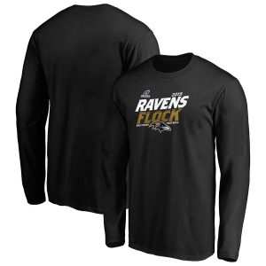 Baltimore Ravens 2019 NFL Playoffs Bound Phenomenal Hometown Checkdown Long Sleeve T Shirt Black