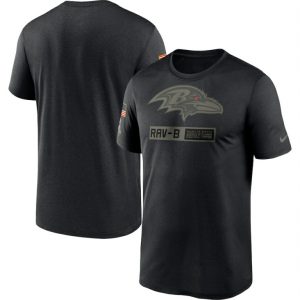 Baltimore Ravens 2020 Salute to Service Fabulous Team Logo Performance T Shirt Black