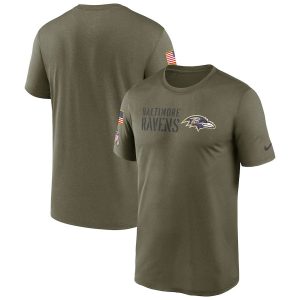 Baltimore Ravens 2022 Salute Glamorous to Service Legend Team T Shirt Olive