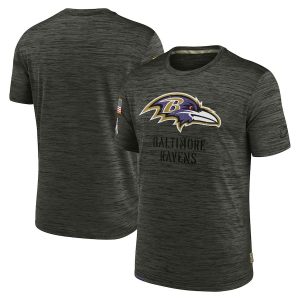 Baltimore Ravens 2022 Salute to Service Velocity Team T Top - notch Shirt Brown