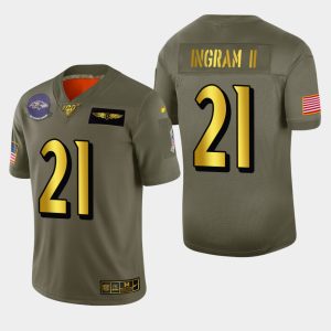 Baltimore Ravens #21 Mark Ingram II Men's Olive Gold 2019 Salute to Exquisite Service Limited NFL 100 Jersey