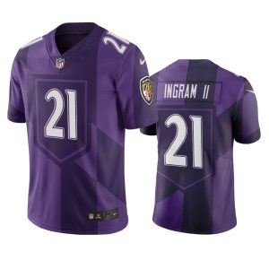 Baltimore Ravens #21 Mark Ingram Purple Vapor Limited City Edition NFL Gorgeous Jersey