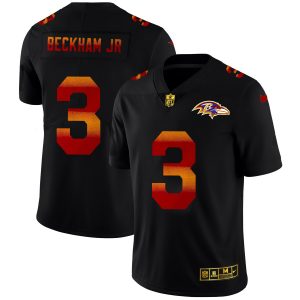 Baltimore Ravens #3 Odell Beckham Jr. Amazing Men's Black Red Orange Stripe Vapor Limited NFL Jersey