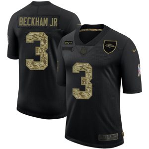 Baltimore Ravens #3 Odell Beckham Jr. Men's 2020 Salute To Service Camo Limited NFL Admirable Jersey Black
