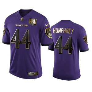 Baltimore Ravens #44 Marlon Humphrey Captivating Men's Purple Team 25th Season Golden Limited NFL Jersey