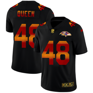 Baltimore Ravens #48 Patrick Queen Men's Black Red Orange Stripe Vapor Limited NFL Superb Jersey