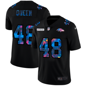 Baltimore Ravens #48 Patrick Queen Men's Multi Color Black 2020 Refined NFL Crucial Catch Vapor Untouchable Limited Jersey