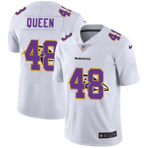 Baltimore Ravens #48 Patrick Queen White Men's Team Logo Dual Overlap Remarkable Limited NFL Jersey
