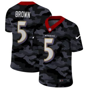 Baltimore Ravens #5 Marquise Brown Men's 2020 Black CAMO Vapor Refined Untouchable Limited Stitched NFL Jersey