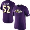 Baltimore Ravens #52 Ray Lewis Name & Number NFL Prime T Shirt Purple