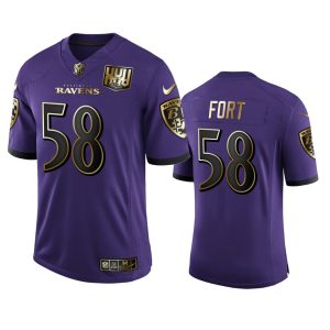 Baltimore Ravens #58 Splendid L.J. Fort Men's Purple Team 25th Season Golden Limited NFL Jersey