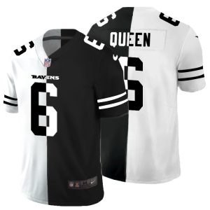 Baltimore Ravens #6 Patrick Queen Men's Delightful Black V White Peace Split Vapor Untouchable Limited NFL Jersey