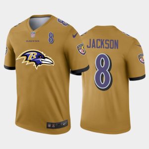 Baltimore Ravens #8 Lamar Jackson Gold Men's Big Team Captivating Logo Player Vapor Limited NFL Jersey
