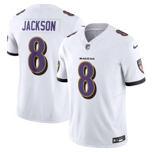 Baltimore Ravens #8 Lamar Jackson Men's High - quality White Vapor F.U.S.E. Limited Jersey
