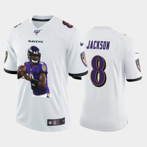 Baltimore Ravens #8 Lamar Jackson Team Hero 4 Alluring Vapor Limited NFL 100 Jersey White