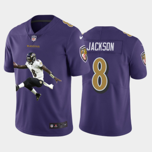 Baltimore Ravens #8 Lamar Jackson Team Hero 4 Vapor Glamorous Limited NFL Jersey Purple