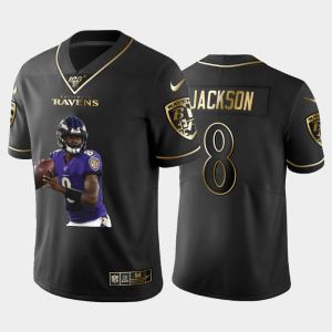 Baltimore Ravens #8 Lamar Jackson Team Hero 5 Vapor Limited NFL 100 Jersey Premium - grade Black Golden