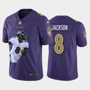 Baltimore Ravens #8 Lamar Jackson Team Hero 6 Vapor Limited NFL Charming Jersey Purple