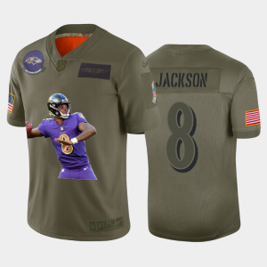 Baltimore Ravens #8 Lamar Jackson Team Hero 6 Vapor Limited NFL Jersey Camo Fabulous
