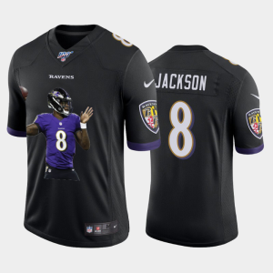 Baltimore Ravens #8 Lamar Jackson Team Hero 7 Vapor Limited NFL 100 Dashing Jersey Black
