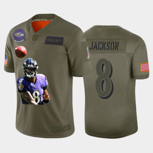 Baltimore Ravens #8 Lamar Jackson Team Hero Exquisite 1 Vapor Limited NFL Jersey Camo