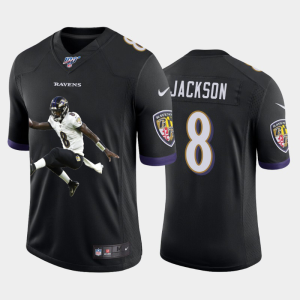 Baltimore Ravens #8 Lamar Jackson Team Hero Gorgeous 4 Vapor Limited NFL 100 Jersey Black