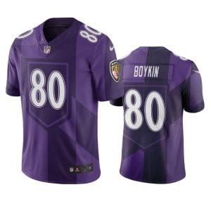 Baltimore Ravens #80 Miles Boykin Purple Vapor Limited City Fabulous Edition NFL Jersey