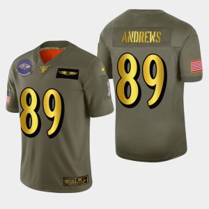Baltimore Ravens #89 Mark Andrews Men's Olive Gold 2019 Salute to Service Limited Notable NFL 100 Jersey