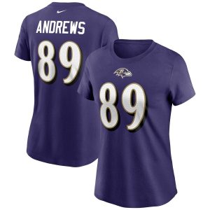 Baltimore Ravens #89 Mark Andrews Women's Outstanding Team Player Name & Number T Shirt Purple