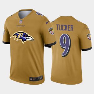 Baltimore Ravens #9 Justin Tucker Gold Delightful Men's Big Team Logo Vapor Limited NFL Jersey