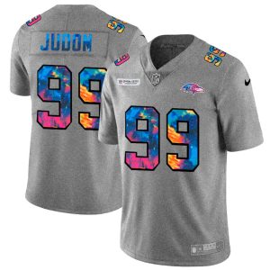 Baltimore Ravens #99 Matthew Judon Men's Multi Color 2020 NFL Gorgeous Crucial Catch NFL Jersey Greyheather