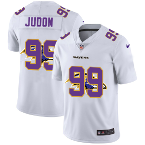 Baltimore Ravens #99 Matthew Judon White Men's Team Logo Premium - grade Dual Overlap Limited NFL Jersey