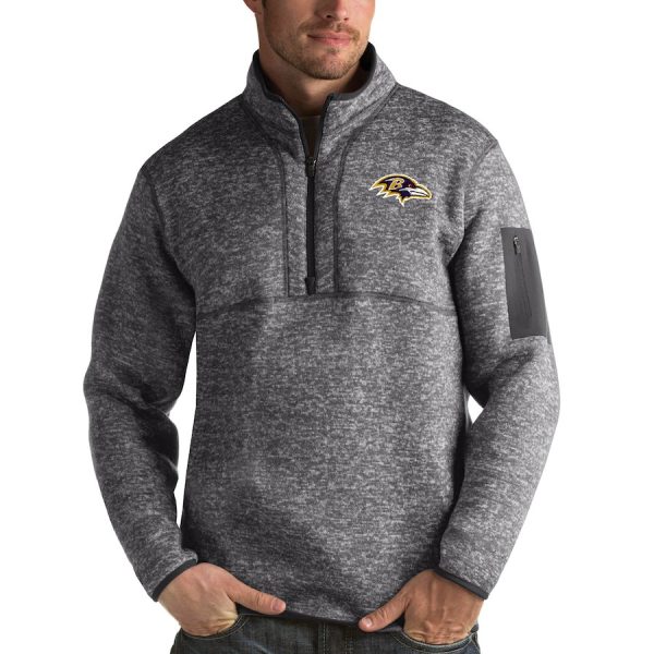 Baltimore Ravens Antigua Fortune Quarter Zip Pullover Jacket Charcoal Terrific