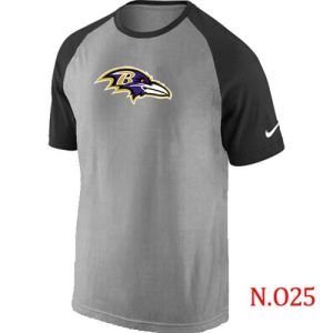 Baltimore Ravens Ash Tri Big Play Raglan NFL Terrific T Shirt Grey/Black