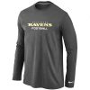 Baltimore Ravens Authentic Font Long Sleeve Captivating T Shirt Dark Grey