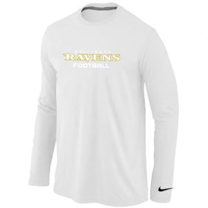 Baltimore Ravens Authentic Font Long Sleeve Splendid T Shirt White