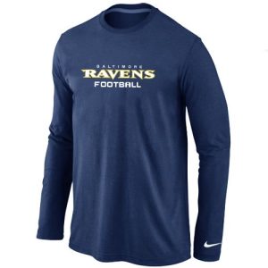 Baltimore Ravens Authentic Font Long Sleeve T Shirt Dark Notable Blue