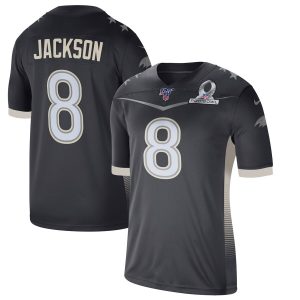Baltimore Ravens Captivating #8 Lamar Jackson Men's 2020 AFC Pro Bowl Game Jersey Anthracite