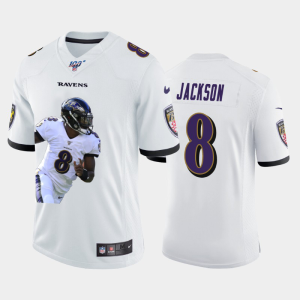 Baltimore Ravens Charming #8 Lamar Jackson Team Hero 1 Vapor Limited NFL 100 Jersey White