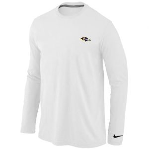 Baltimore Ravens Charming Sideline Legend Authentic Logo Long Sleeve T Shirt White
