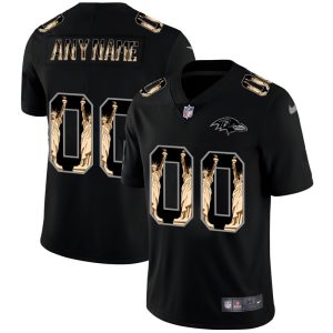 Baltimore Ravens Custom Carbon Black Vapor Statue Of Liberty Glamorous Limited NFL Jersey