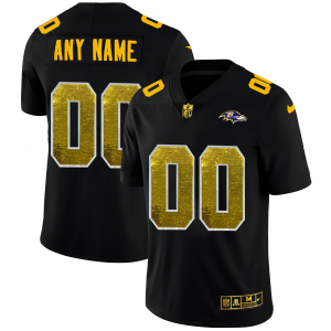 Baltimore Ravens Custom Men's Black Golden Sequin Vapor Limited NFL Terrific Jersey