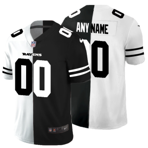Baltimore Ravens Custom Men's Impressive Black V White Peace Split Vapor Untouchable Limited NFL Jersey