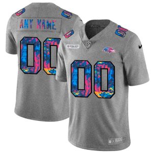 Baltimore Ravens Custom Men's Multi Color Phenomenal 2020 NFL Crucial Catch Vapor Untouchable Limited Jersey Greyheather